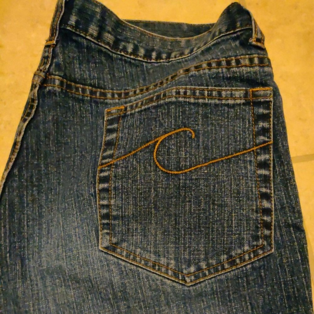 Chico's Denim woman's size 2 jeans zip straight leg med wash distressed 5 pocket